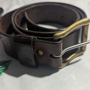 Col Littlton Brown Leather Belt with Brass Buckle